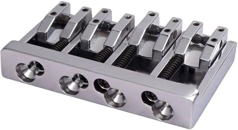 JD.Moon Vintage 4 String Bass Bridge Tailpiece A-style Roller Saddle Bridge Top Load or String Through Body (Chrome) - Image 2